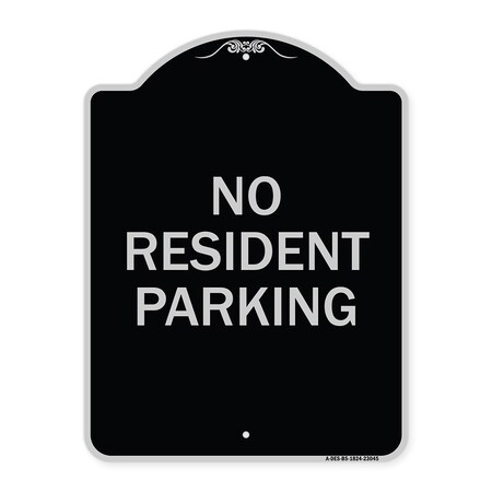 Signmission Reserved Parking No Resident Parking Heavy-Gauge Aluminum Sign, 24" x 18", BS-1824-23045 A-DES-BS-1824-23045